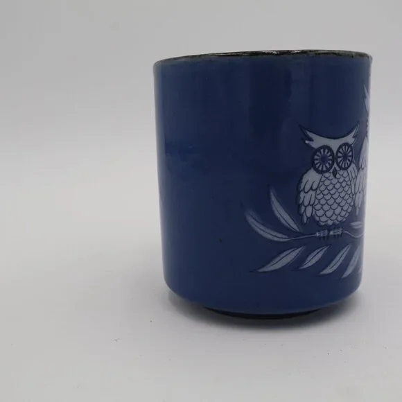 Vintage Otagiri Blue White OWL Mug 4" x 3" (M11) - Picture 5 of 9